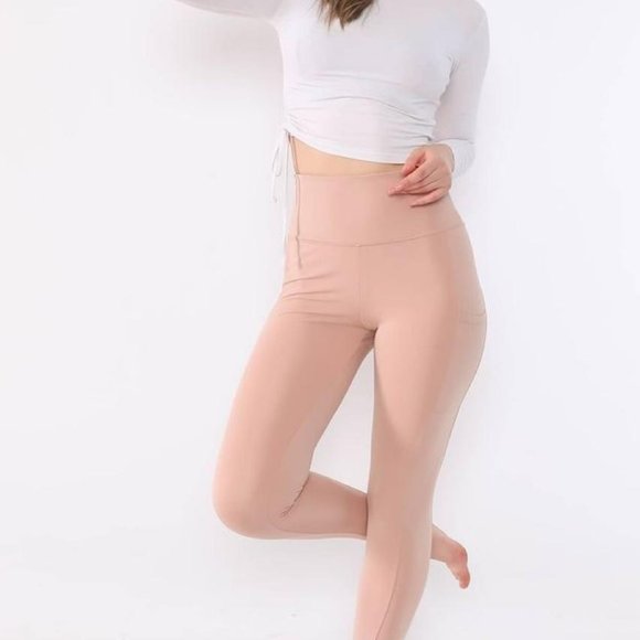 CM Fashion Womens Skin Color Leggings, With Pockets - Picture 4 of 9